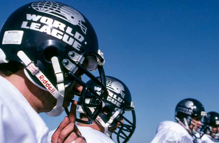 Players warming up in World League helmets